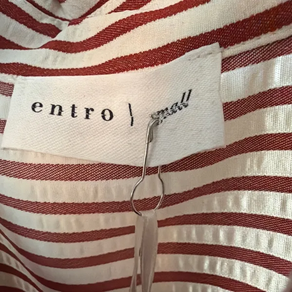 Entro Textured Stripe Button Down Shirt Dress in Rust Size S - Image 8
