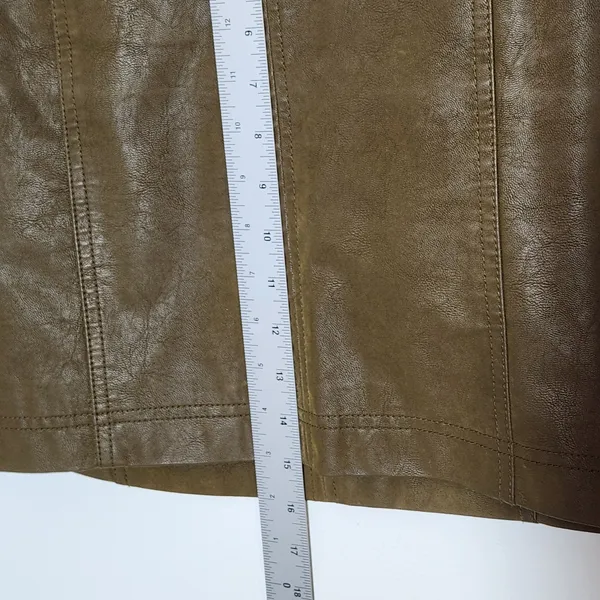 Free People Distressed Brown Faux Leather Mini Skirt Size 4 - Image 8