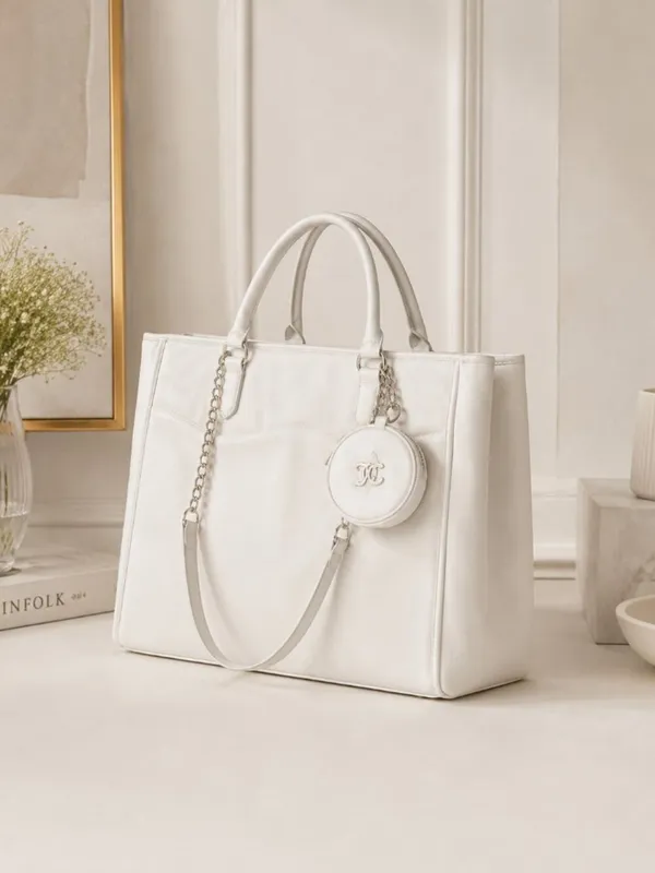 Juicy Couture Only You XL Quilted Tote Bag Set Ivory NWT - Image 3