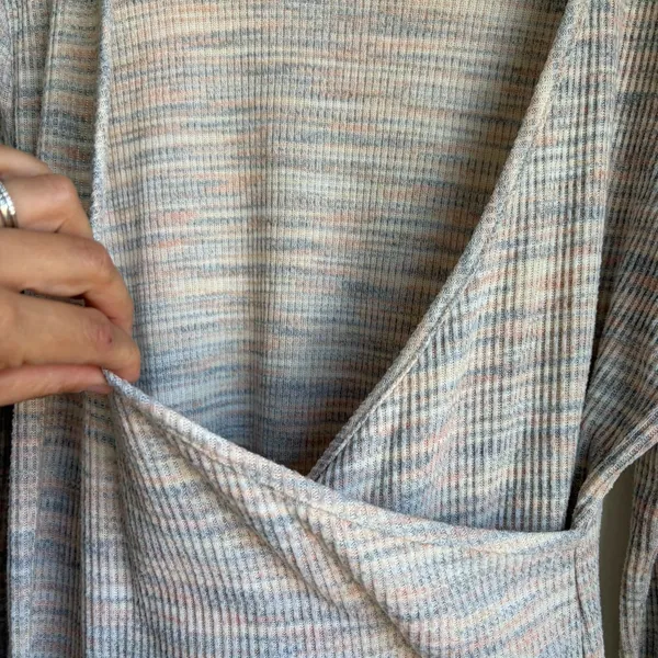 MADEWELL Space-Dye Pastel Faux Wrap Soft Rainbow Long Sleeve Knit Top Womens XL - Image 6