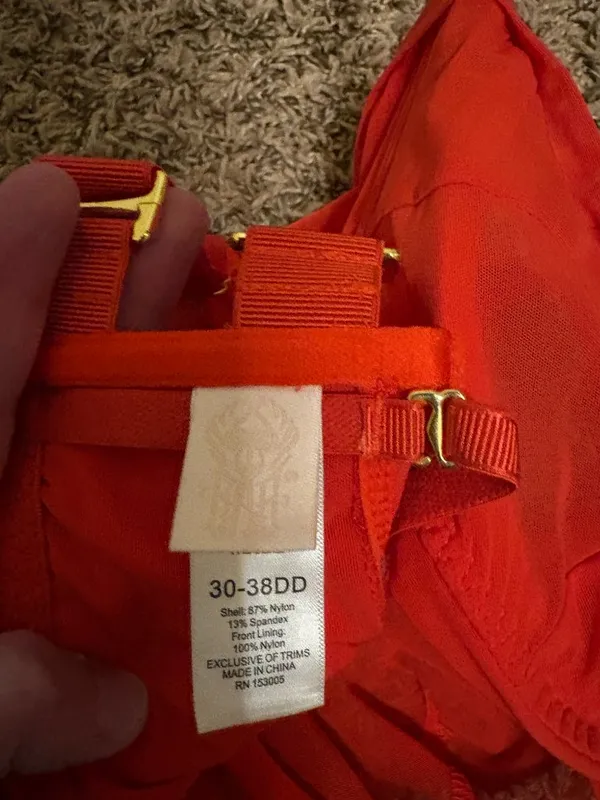 Free People Hot As Hell Bra 30-38DD Red Mesh Sheer Adjustable Buckle Closures - Image 3