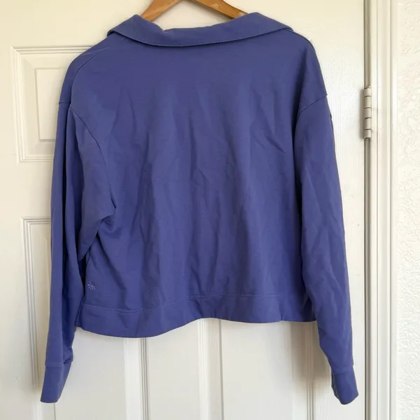 Athleta Retroterry Polo Sweatshirt Purple Lavendar Long Sleeve Collar Size M‎ - Image 10
