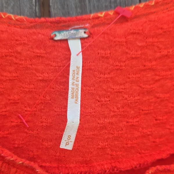 Free People Red Long Sleeve Embroidered Peasant Top - Image 2