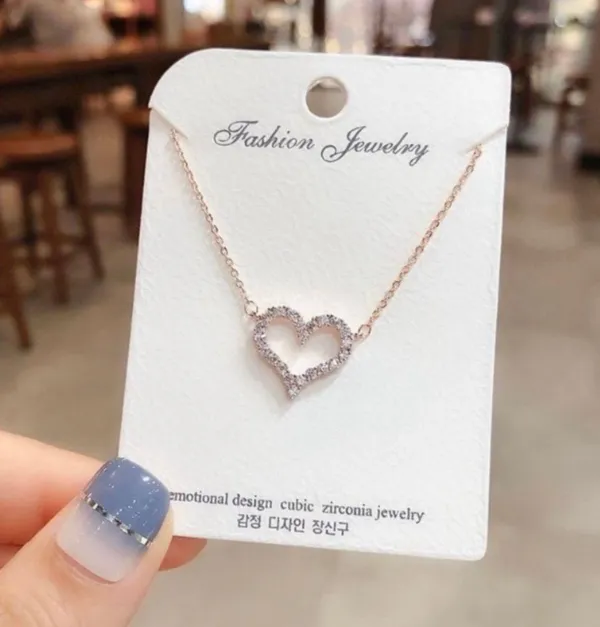 14K Rose Gold Plated Love Heart Pendant Necklace for Women - Image 2