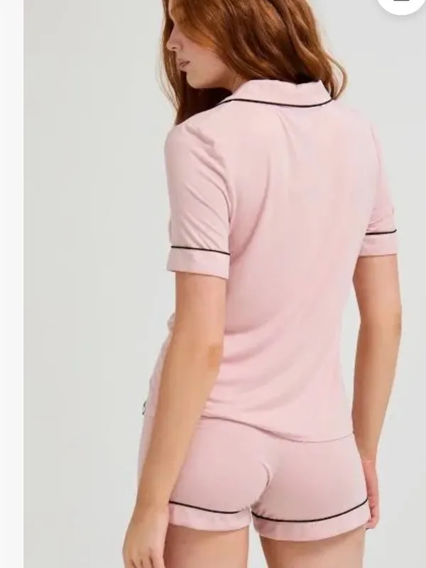 NWT- Pretty You London - Bamboo- Short-Sleeve Pink Pajama Set- size 8 - Image 2