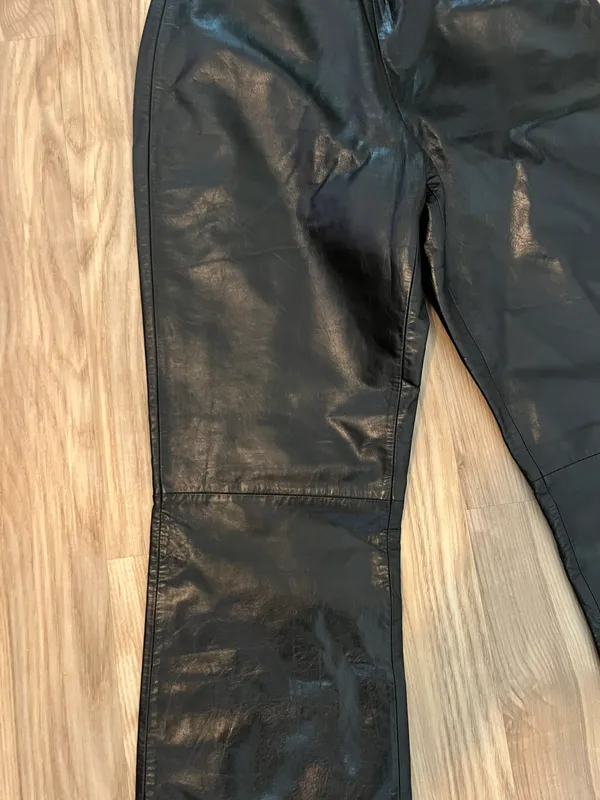 Black Genuine Leather Pants Size 6 - Image 5