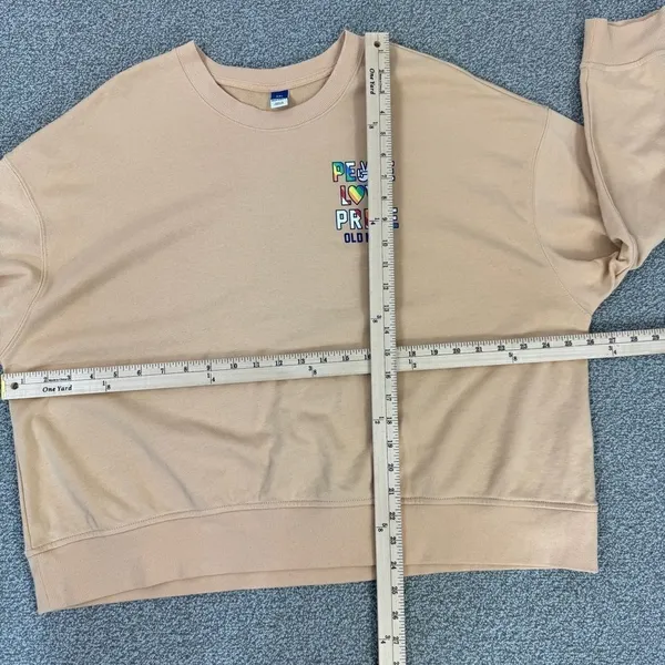 Old Navy Peace Love Pride Crewneck Sweatshirt Peach Tan‎ XXL Plus Size - Image 11