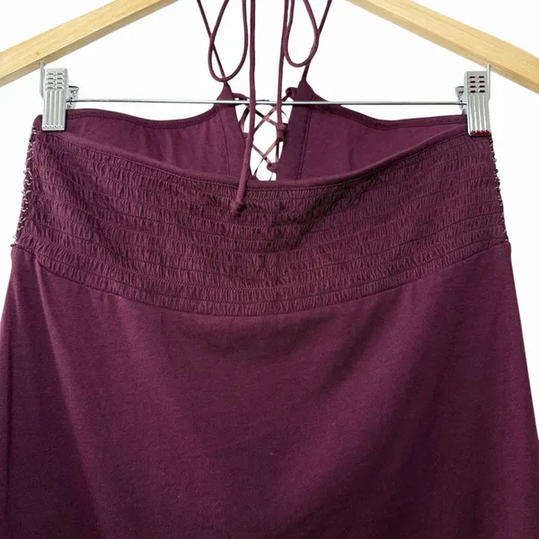 Y2K Hollister Beaded Babydoll Tiered Halter Top Womens L Burgundy Fairycore - Image 5