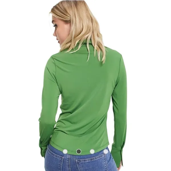 Abercrombie & Fitch slim jersey button down shirt green Small - Image 2