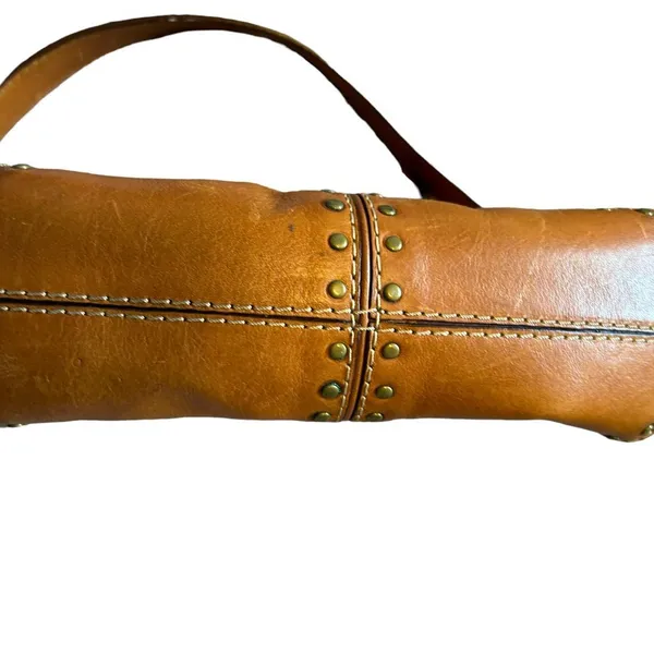 MICHAEL KORS BROWN LEATHER HANDBAG shoulder bag BRUSHED METAL STUDS - Image 5