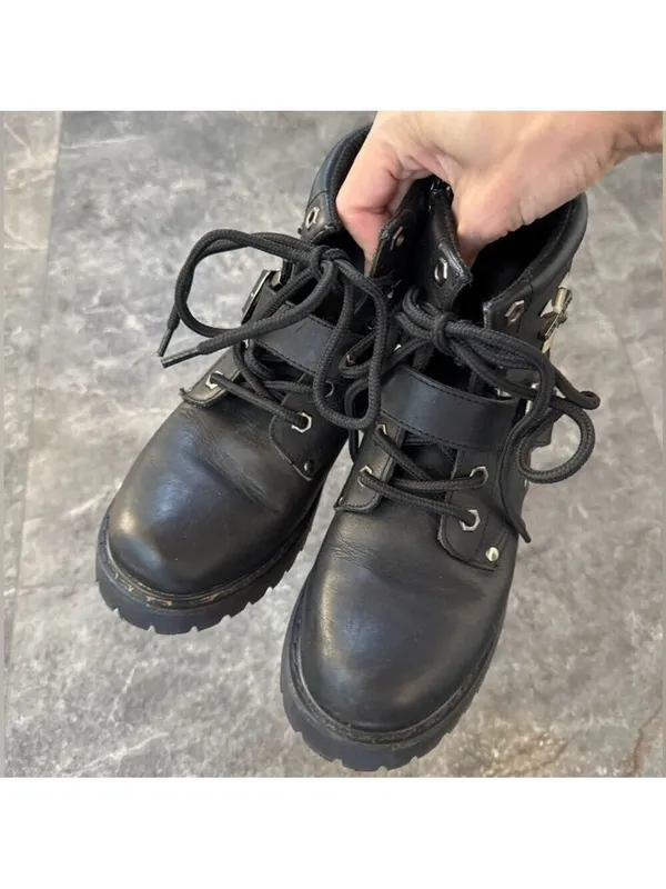 Xelement Black Leather Lace Up Boots Oil Resistant Style 2451 Size 7.5 - Image 7