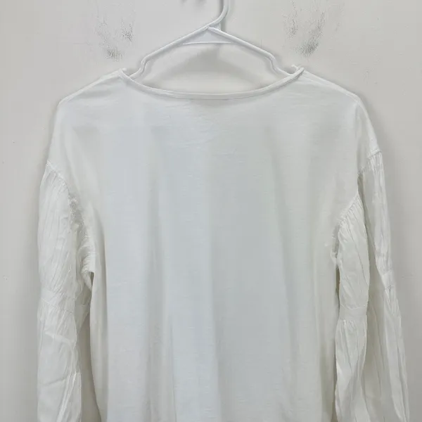 Madewell Puff Sleeve Drop Shoulder Knit Top Cotton Viscose White Small NWT - Image 13