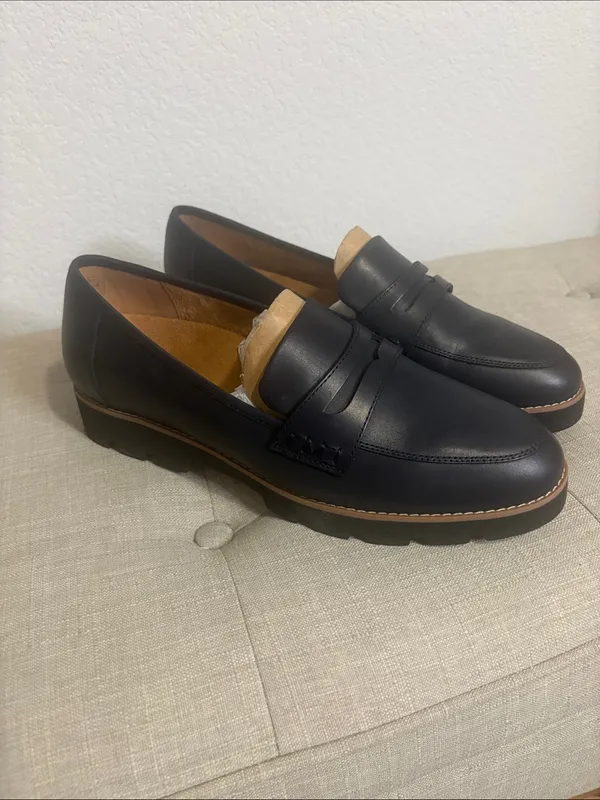 Vionic Cheryl II Lug Penny Loafers -navy blazer Leather Orthotic Support size11 - Image 2