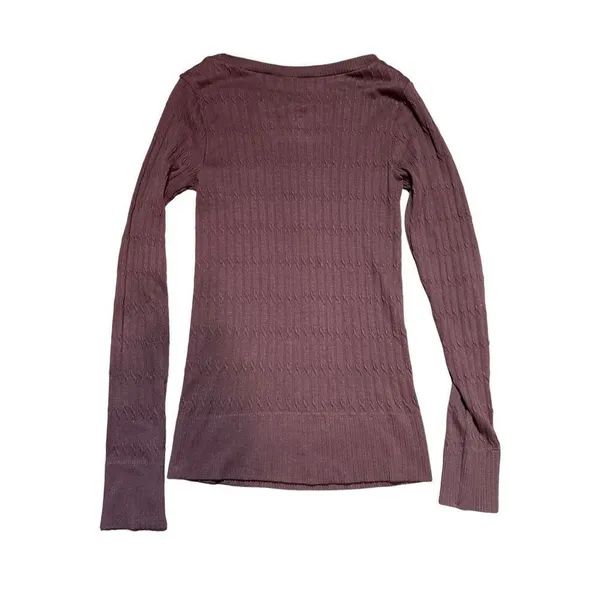 Womens brown stretchy knit basic top sz‎ M Brown Size M - Image 2