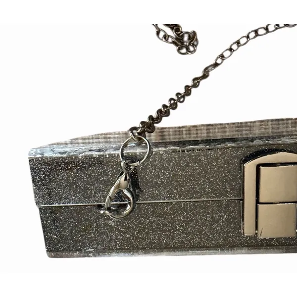 A New Day Black Pearl White Confetti Acrylic Box Clutch Chain Bag - Image 9