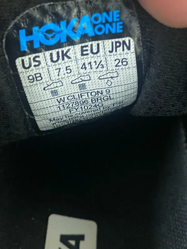 Hoka One One Womens Clifton 9 Black Running Shoes Sneakers Size 9 - Image 7