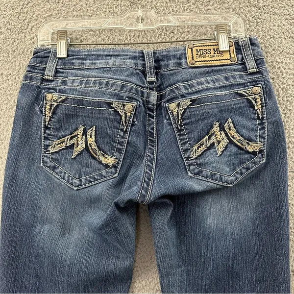 Miss Me Low Rise Skinny Jeans Gold Sequin‎ M Pockets Western Women's 30 x 31.5 - Image 2