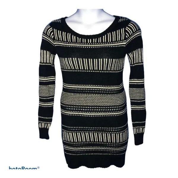 Roxy Knit Sweater Dress XS Gray White Cozy Cabin Core Fall Winter Dress - Image 2