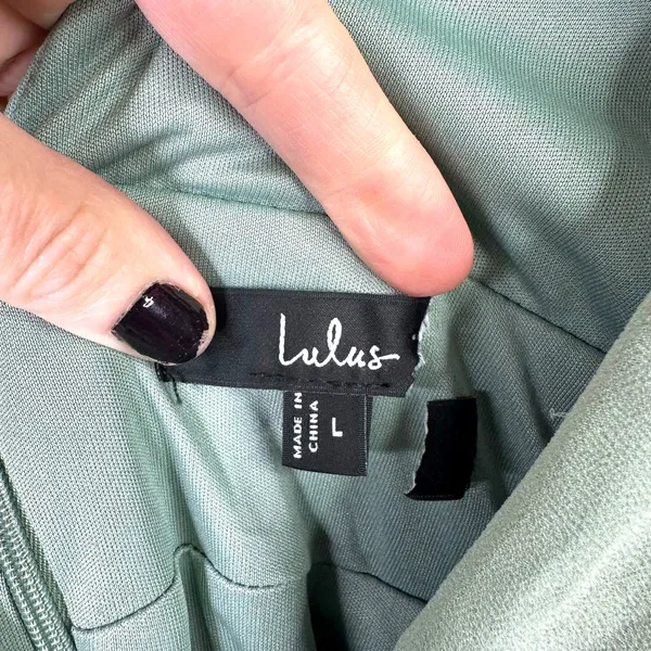 Lulus NWOT Heavenly Hues Sage Green Brush Woven Chiffon V-Neck Maxi Dress Large - Image 10
