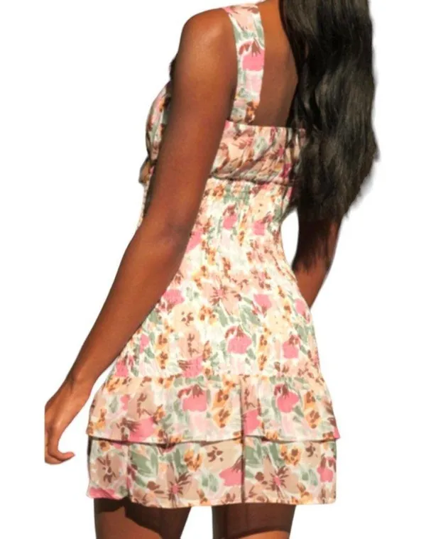 Runaway Acantha Floral Sweetheart Smocked Bodycon Mini Dress Size XL NWT - Image 2