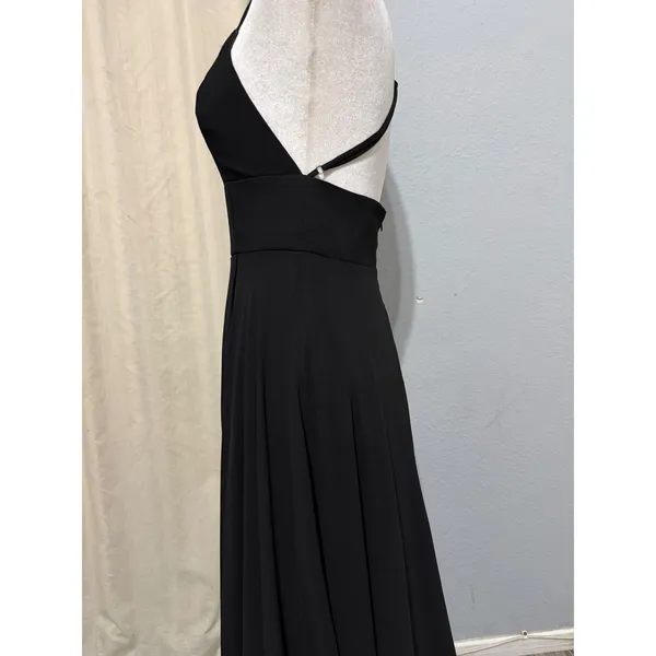 Lulus Black Sparkly Chiffon Maxi Dress Small Square Neck Open Back Side Slit - Image 14