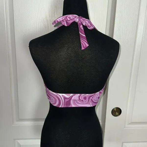 PURPLE FUNKY PSYCHEDELIC HALTER BIKINI TOP - Image 2