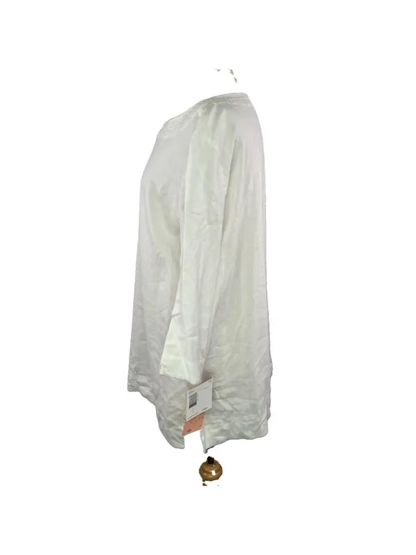 Elisabeth Sz 1X 100% Linen White Tunic Blouse Lagenlook Minimalist Coastal - Image 3