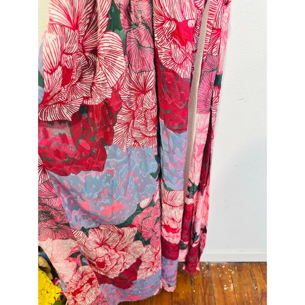 HUTCH Purple Pink Floral Drape Front Strapless Julietta Maxi Gown size 4 - Image 9