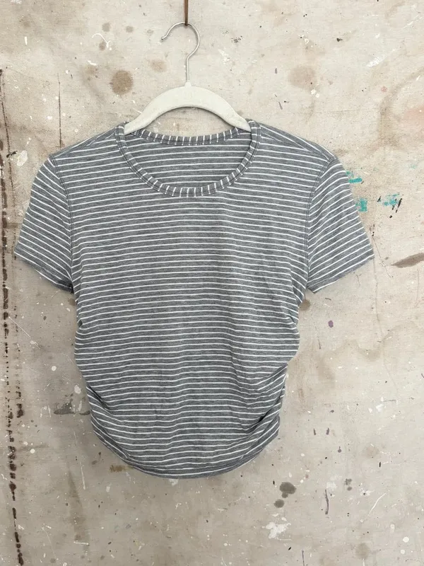 Lululemon All It Takes Short Sleeve, Modern Stripe Heathered Medium Grey White - Image 3
