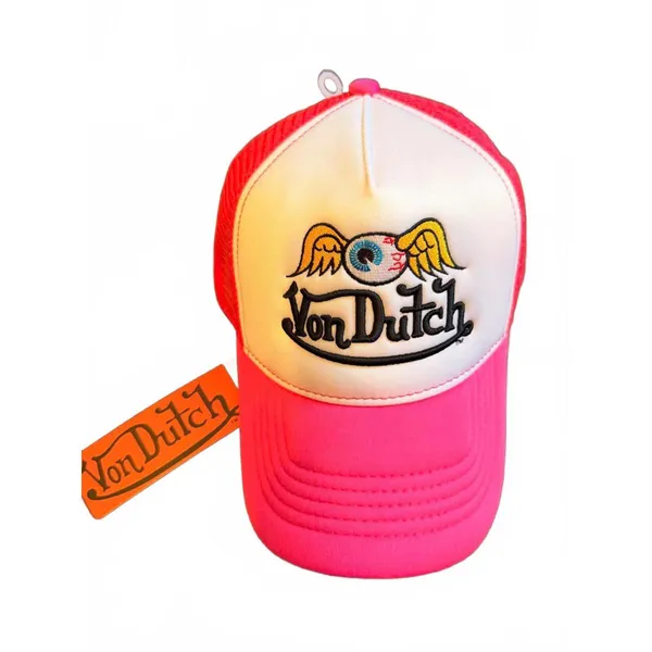 Von Dutch Hot Pink Flying Eyeball Wordmark Trucker Hat - Image 2