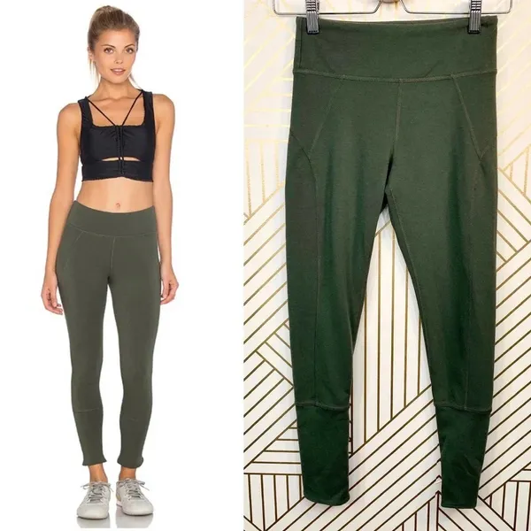 Free People Virgo Cropped Legging Khaki Green‎ - Image 3