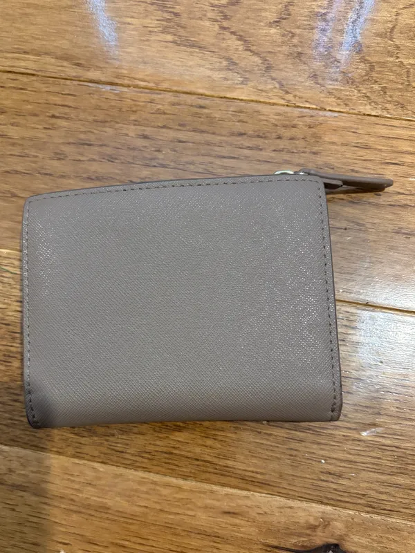 kate spade Compact Taupe Zip Wallet with Logo Plaque - Image 5