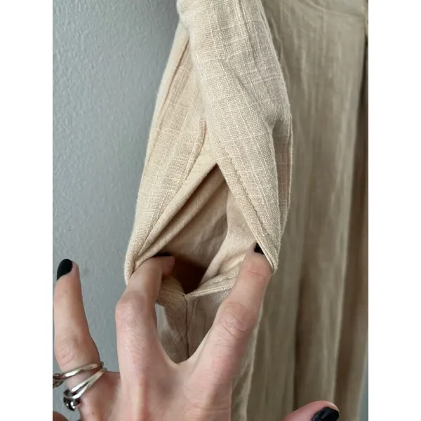 Free People Pants Women's Small Beige Wide Leg Beachy Coastal Neutral Lagenlook - Image 3