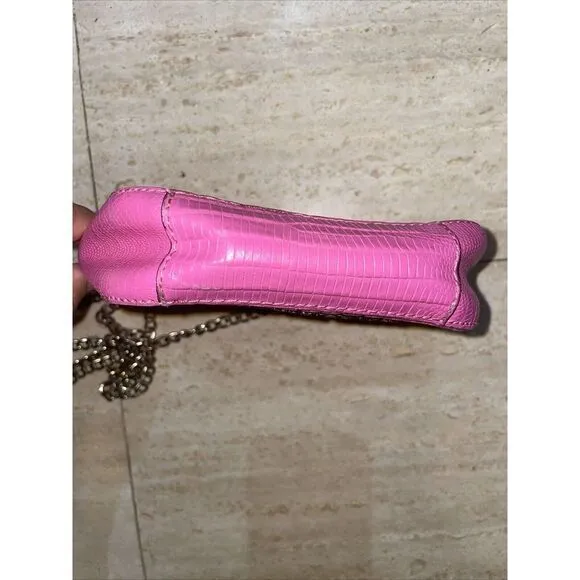 JUICY COUTURE Hot BARBIE‎ Pink Leather Crossbody Shoulder Bag Gold Chain - Image 6