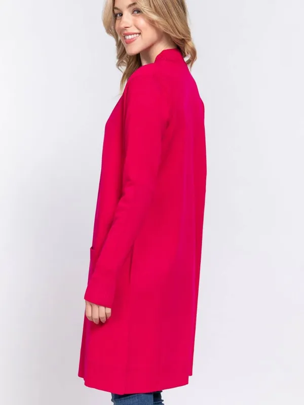 NWT Long Sleeve Open Sweater Cardigan Fuschia Size Medium - Image 3