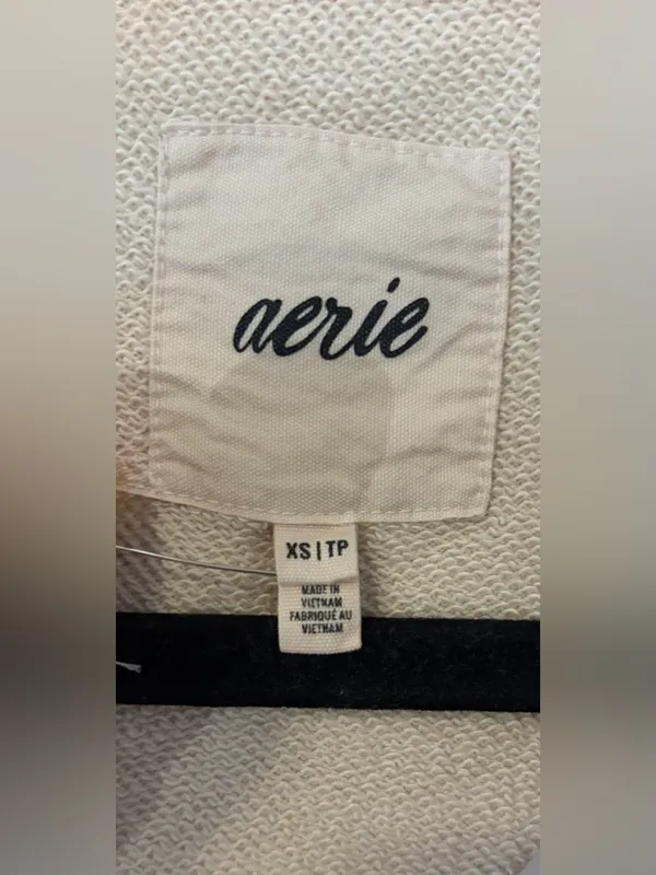 aerie Oversized Athletic Henley Sweatshirts Women in Cream size XS Extra Small - Image 3