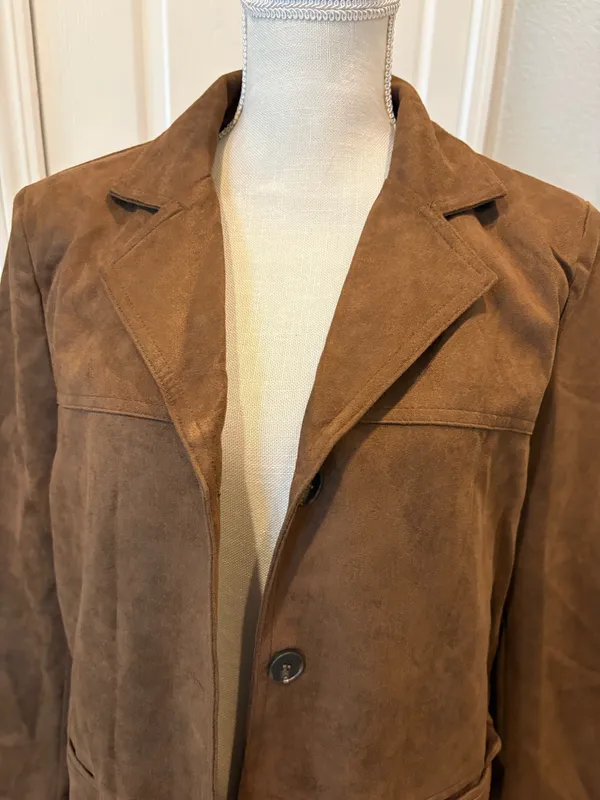 Brown Suede Blazer Jacket Size M - Image 2