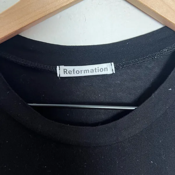 REFORMATION- Racquel Bodysuit Black Short Sleeve Size M - Image 6