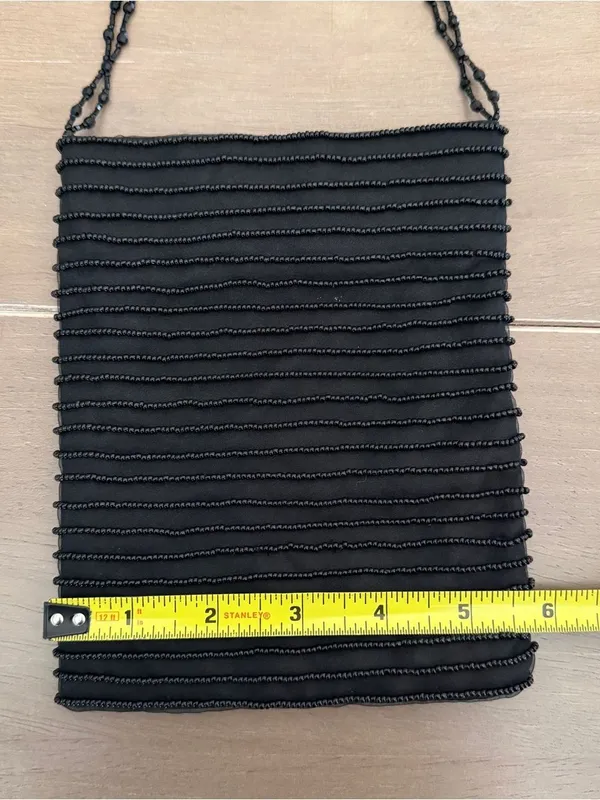 Vintage GAP Black Beaded Mini Shoulder Bag Evening Purse Cocktail - Image 4