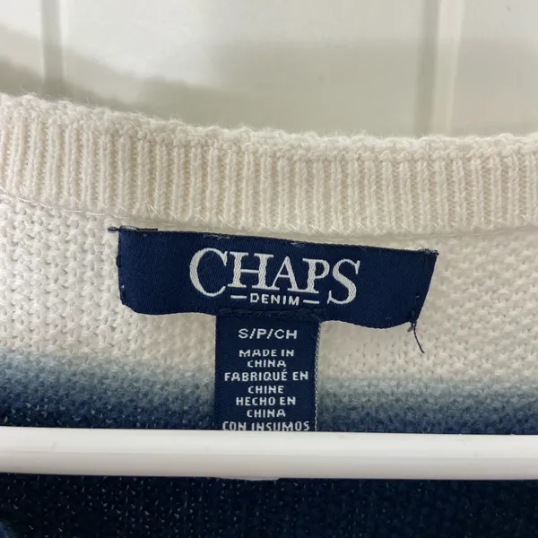 CHAPS women’s white navy striped knit sleeveless lace neck top‎ shirt small - Image 4