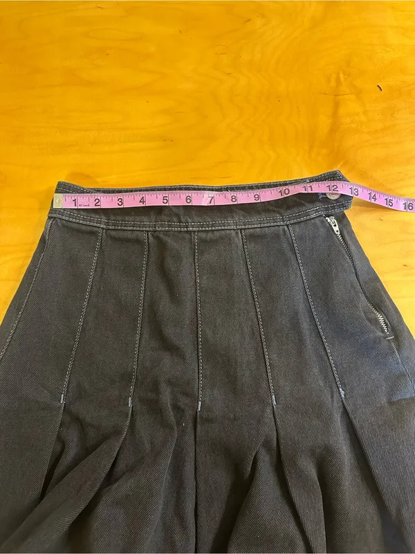We the Free Black Pleated Denim Mini Skirt Size 25 New - Image 7