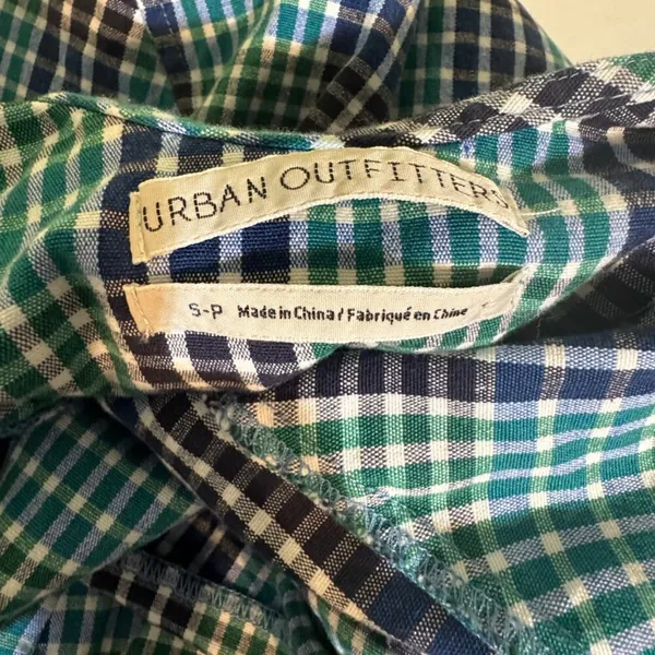 Urban Outfitters Gingham Spaghetti Strap Mini Dress Green Blue Size Small - Image 9