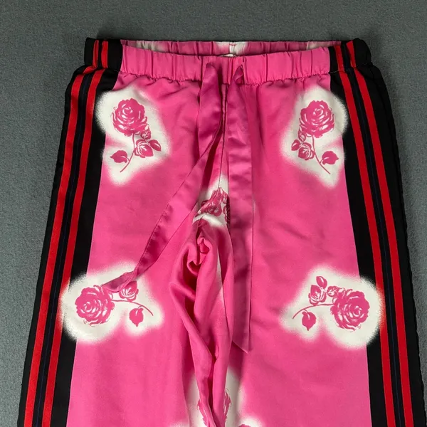 Victorias Secret Satin Pajama Pants Wom‎ XS Pink Rose Stripe Sides Pull On Sleep - Image 3