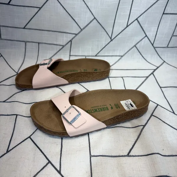 Birkenstock Madrid Sandals 40 Light Pink Vegan Single Strap Slide Shoes - Image 6