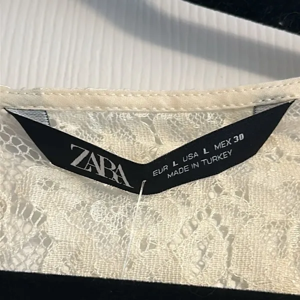 Zara Women’s Ivory Square Neckline All Lace Top - Image 5