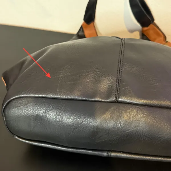 Reversible Vegan Leather Hobo Bag Black Brown Colorblock Slouchy Minimalist BOHO - Image 8
