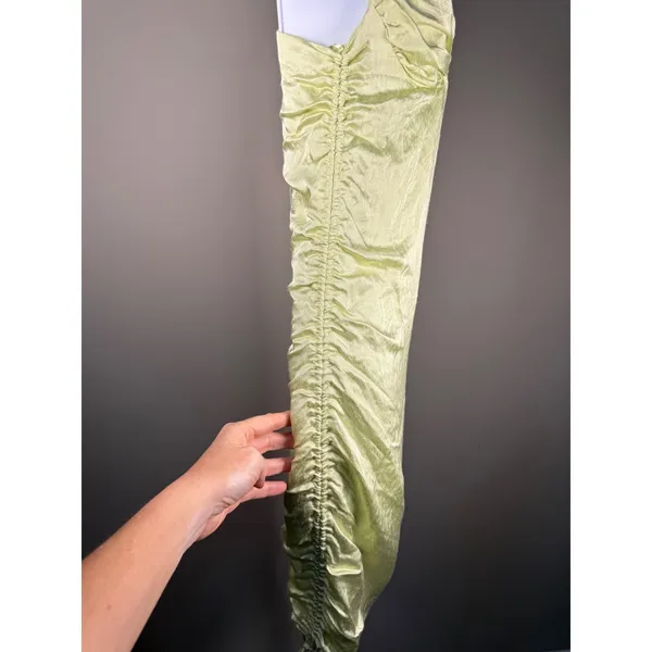 Zara Satin Ruched Slip Midi Dress Lime Green Coquette‎ Party Date Night NWT - Image 6
