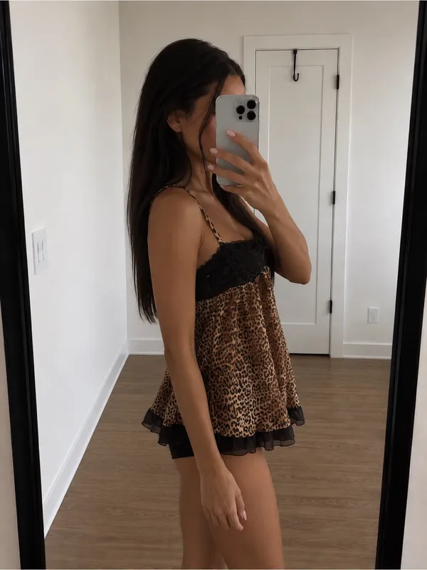 Linea Donatella Leopard Lace Babydoll Camisole - Image 2