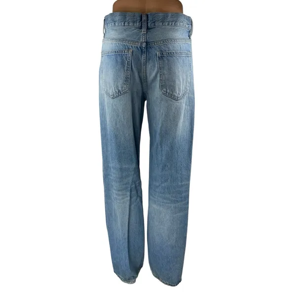Zara Women's Blue Acid Wash High Waisted Wide Leg Baggy Palazzo Denim Jeans Sz 2 - Image 3