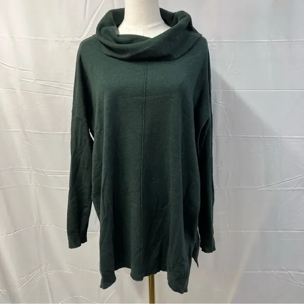 Vila Milano Cowl Neck Tunic oversized‎ sweater hunter green women’s medium - Image 2